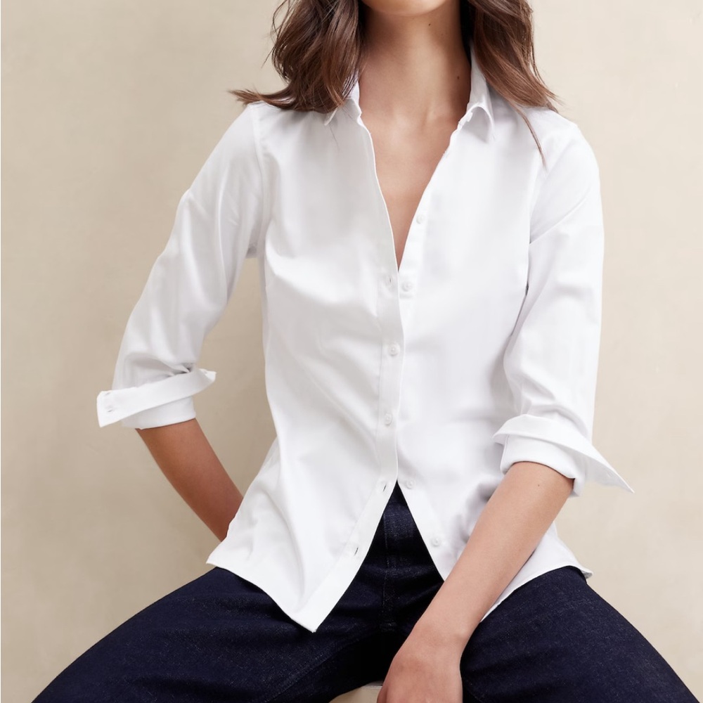 Tailored fit white button down